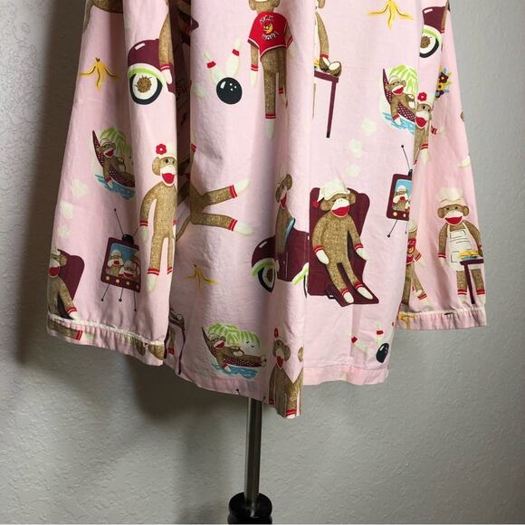 Nick & Nora pink sock monkey leisure time pajama top size 3XL - Picture 10 of 16